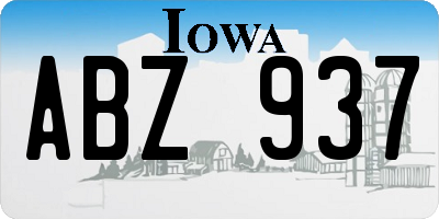 IA license plate ABZ937