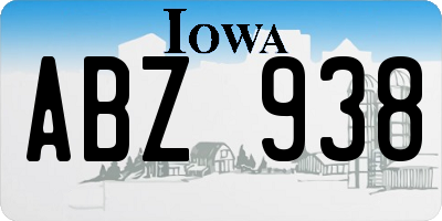 IA license plate ABZ938