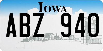 IA license plate ABZ940