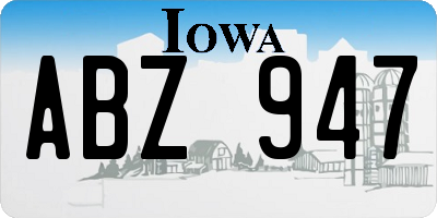 IA license plate ABZ947