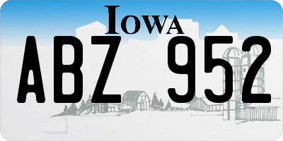 IA license plate ABZ952