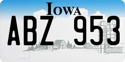 IA license plate ABZ953