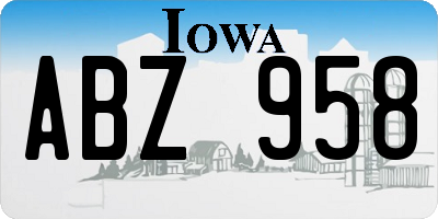 IA license plate ABZ958