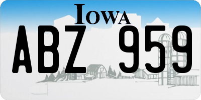 IA license plate ABZ959