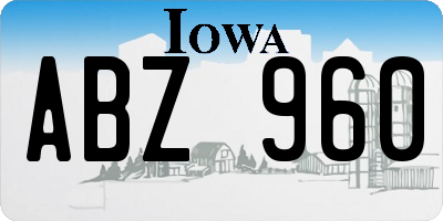 IA license plate ABZ960