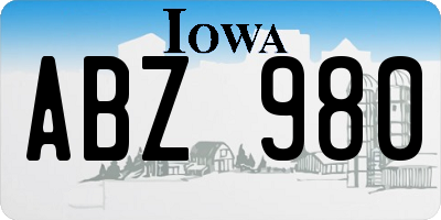 IA license plate ABZ980