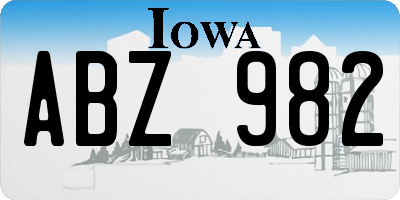 IA license plate ABZ982