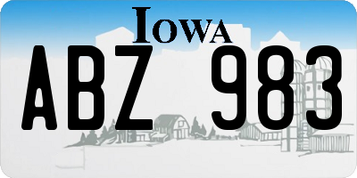 IA license plate ABZ983