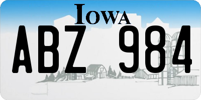 IA license plate ABZ984