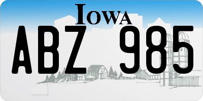 IA license plate ABZ985