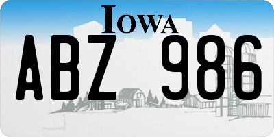 IA license plate ABZ986