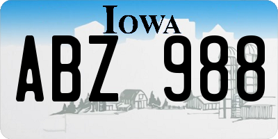 IA license plate ABZ988