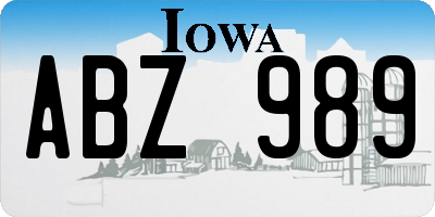 IA license plate ABZ989