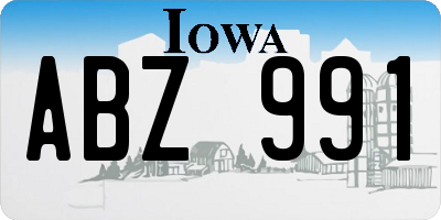 IA license plate ABZ991