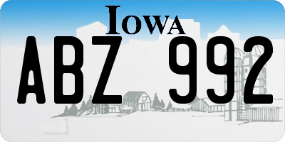 IA license plate ABZ992