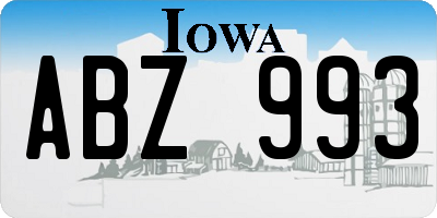 IA license plate ABZ993