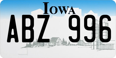 IA license plate ABZ996