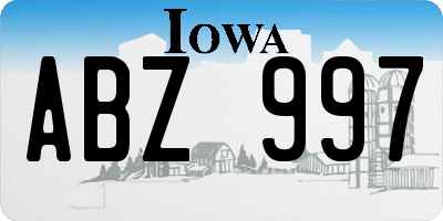 IA license plate ABZ997