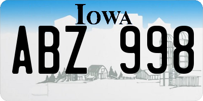 IA license plate ABZ998