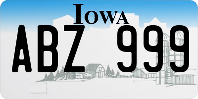 IA license plate ABZ999