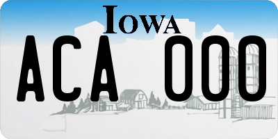 IA license plate ACA000