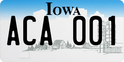 IA license plate ACA001