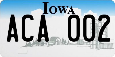 IA license plate ACA002