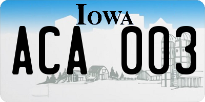 IA license plate ACA003