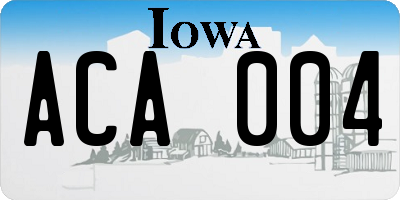 IA license plate ACA004