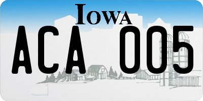 IA license plate ACA005