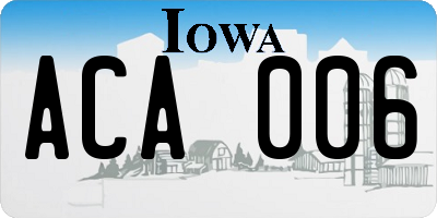 IA license plate ACA006