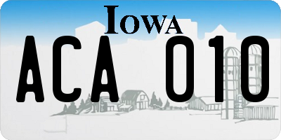 IA license plate ACA010