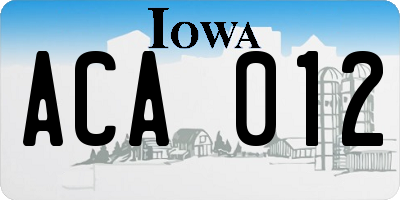 IA license plate ACA012
