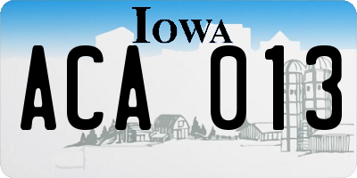 IA license plate ACA013