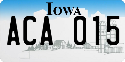 IA license plate ACA015