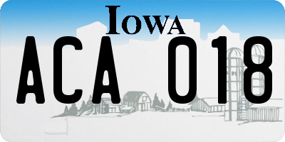 IA license plate ACA018