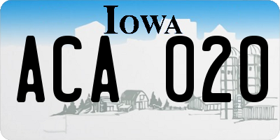 IA license plate ACA020