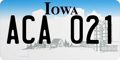 IA license plate ACA021