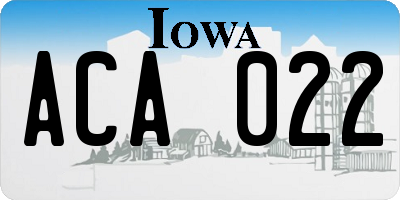 IA license plate ACA022
