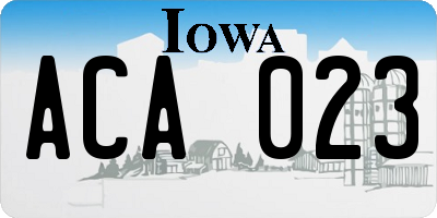 IA license plate ACA023