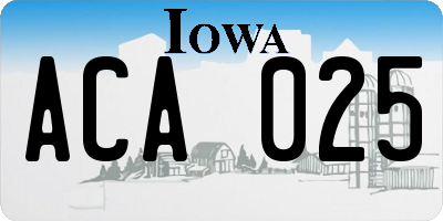 IA license plate ACA025