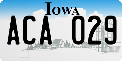 IA license plate ACA029