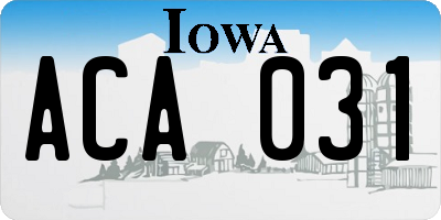 IA license plate ACA031