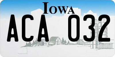 IA license plate ACA032