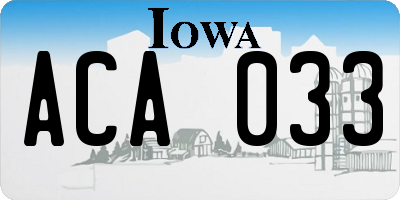 IA license plate ACA033