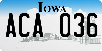 IA license plate ACA036