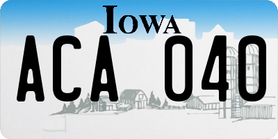 IA license plate ACA040