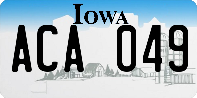 IA license plate ACA049