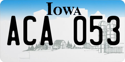 IA license plate ACA053