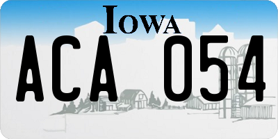 IA license plate ACA054